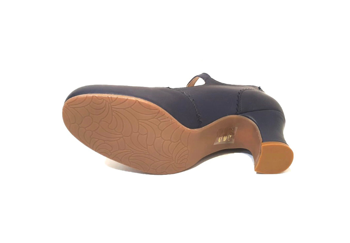 Rock n’ Dot 9397 Sharon Jeans Navy Blue Leather Court Shoe Made In Portugal