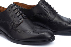 Pikolinos M7J-4186 Black Mens Brogue 4 Eyelet Lace Up Made In Spain