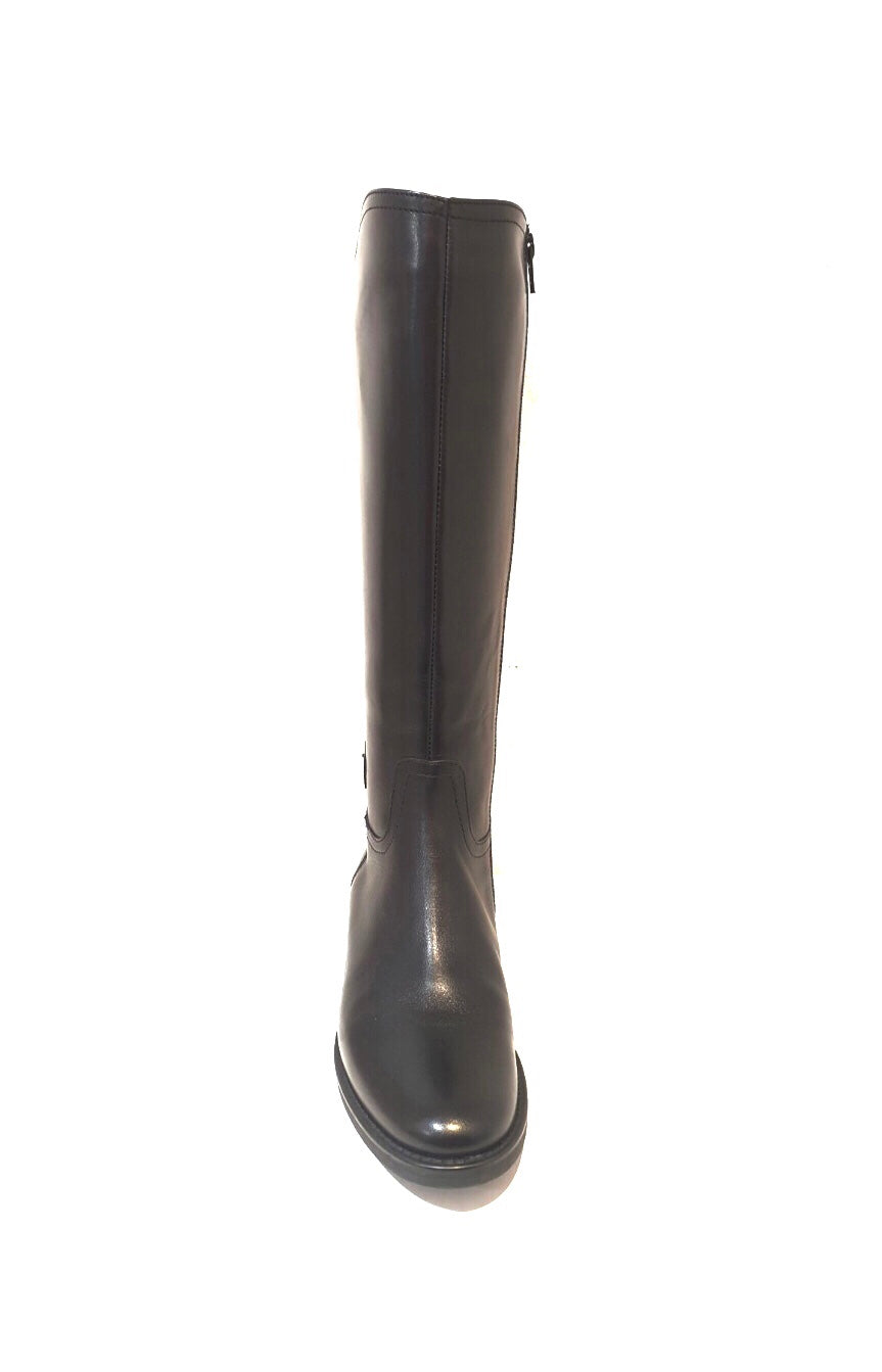 Marco Firenze Papete Black Nero Zip Knee High Boots Made In Italy