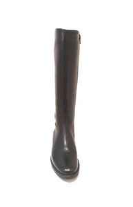 Marco Firenze Papete Black Nero Zip Knee High Boots Made In Italy
