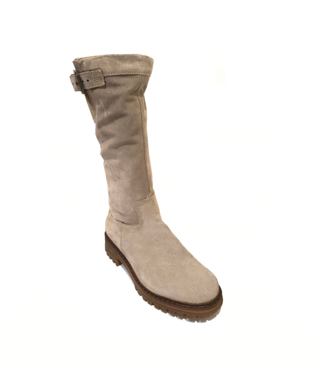 Manas 162M2112EX Event Fumo Light Grey Suede Leather Zip Mid Calf Boot Made In Italy