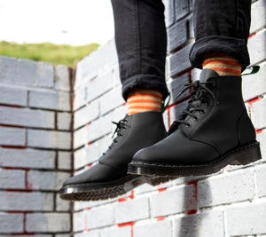 Solovair Black Greasy Astronaut 6 Eyelet Boot Made In England