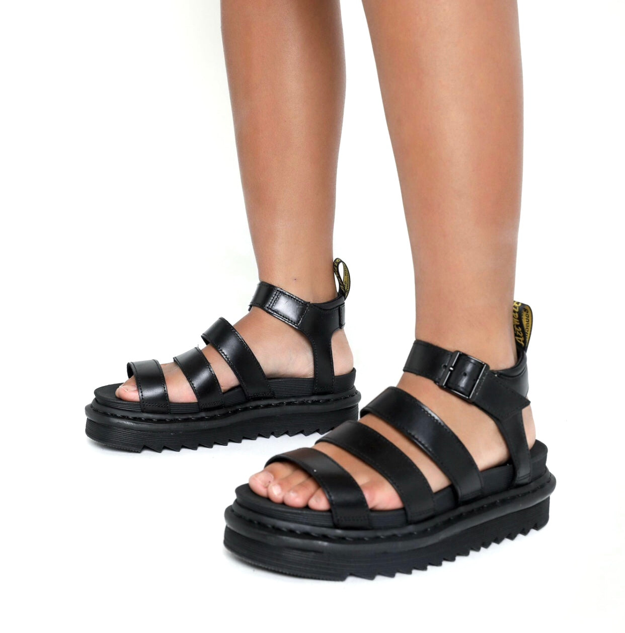 Dr. Martens Blaire Chunky Black Sandal Buckle 3 Strap