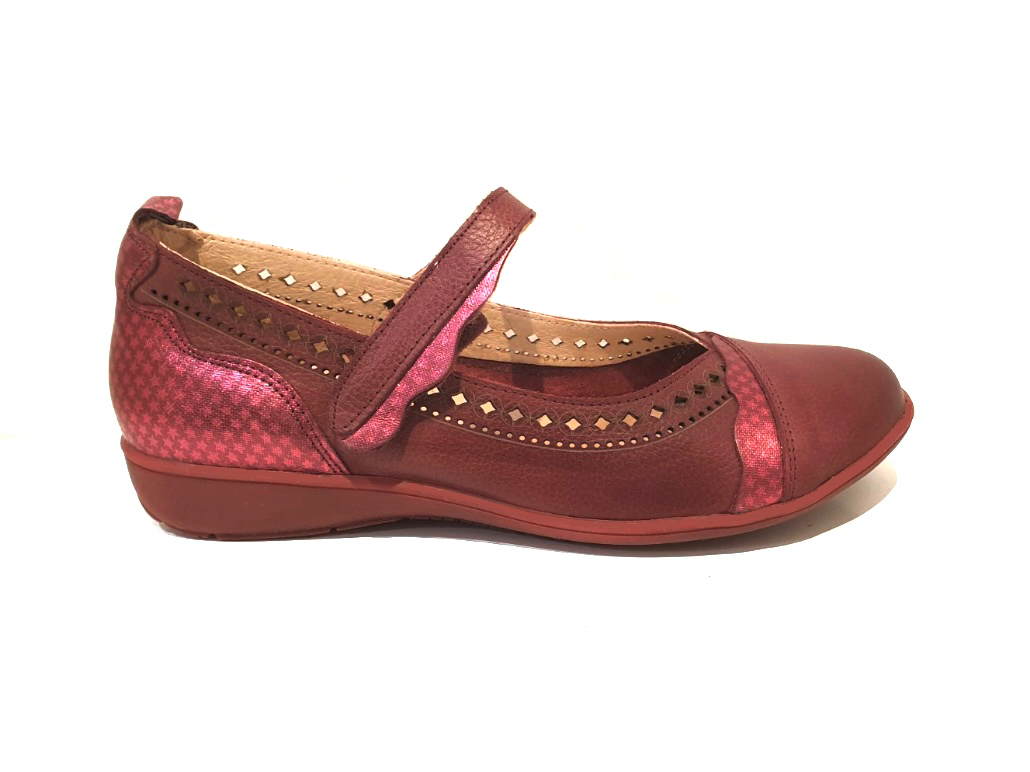 Wanda Panda Adele Oldy Trombolik Oxid Red 38 Combi Velcro Mary Jane Made In Spain