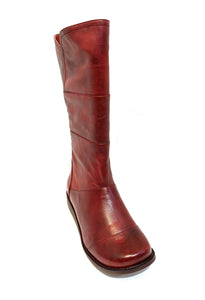 Minki Ladies Boots Mary Wine Red Zip Mid Calf