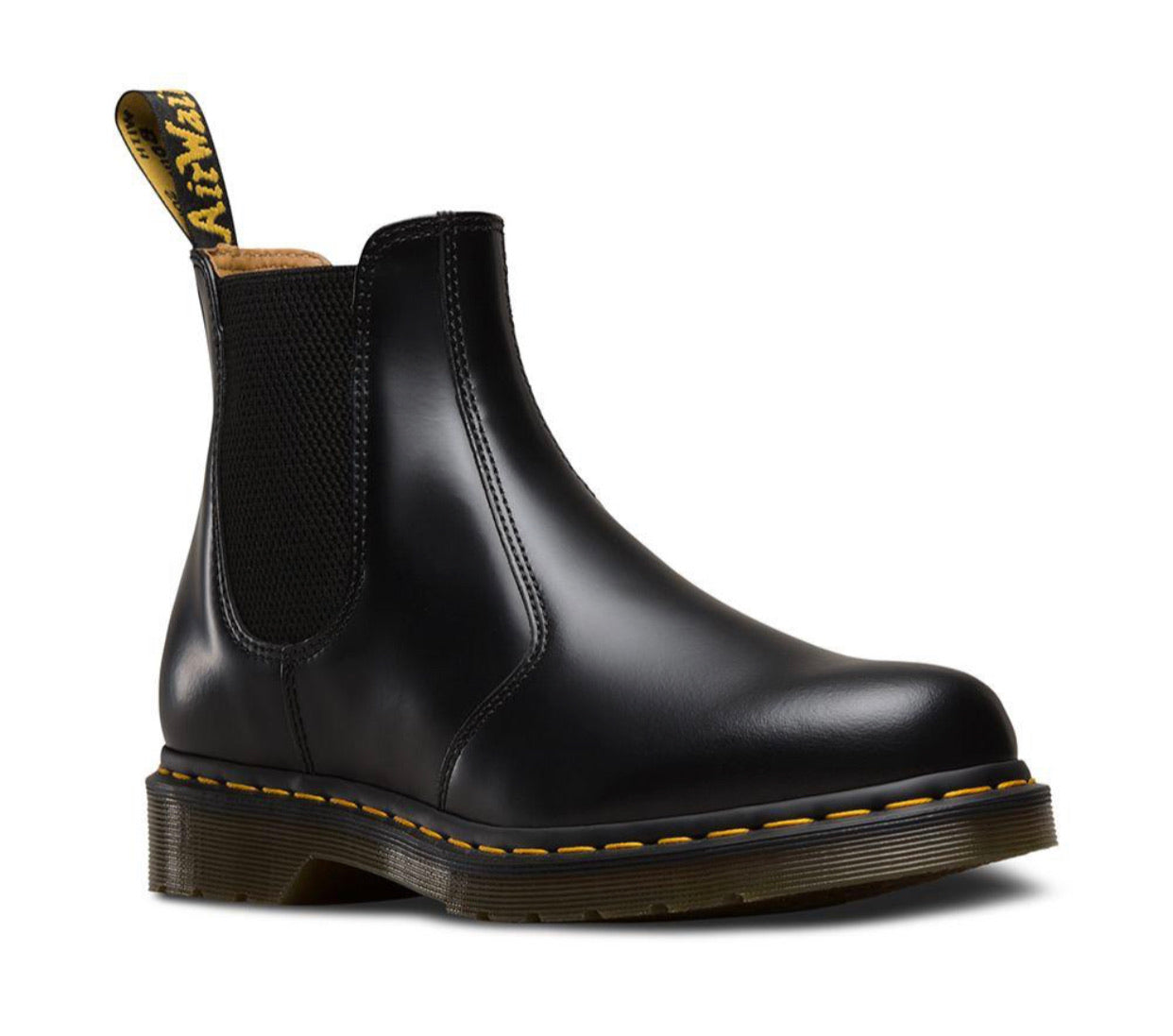 Dr. Martens 2976 Black Yellow Stitch Chelsea Elastic Sided Boot