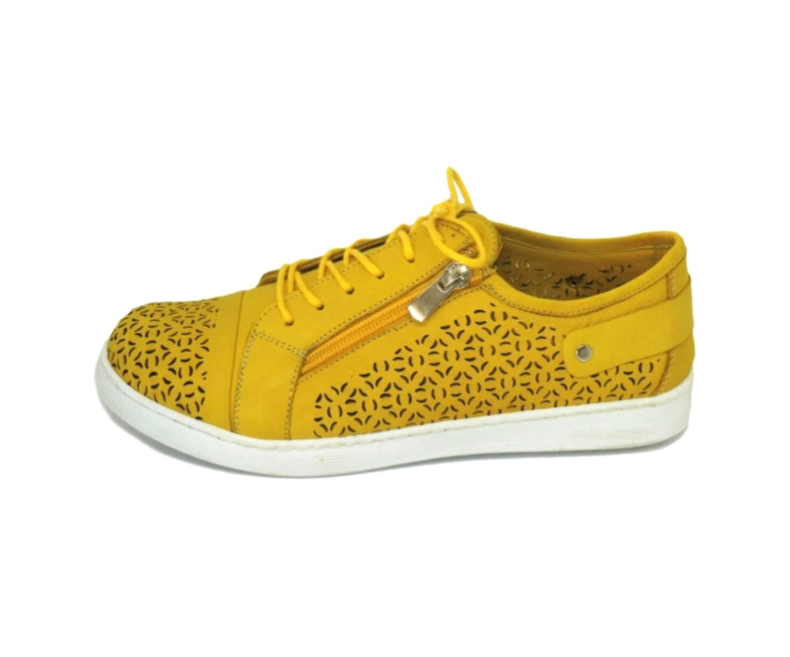 Cabello Comfort EG16 Mustard 6 Eyelet Zip Shoe Made In Turkey