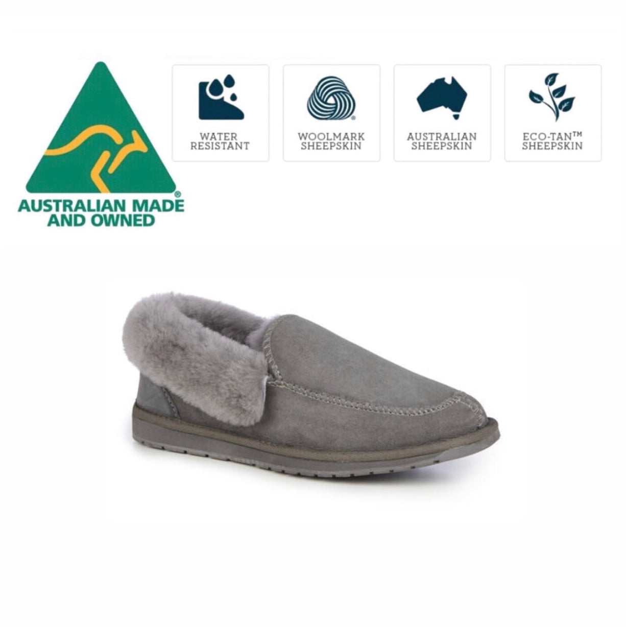 Emu Australia Platinum Murray Charcoal Sheepskin Made In Australia