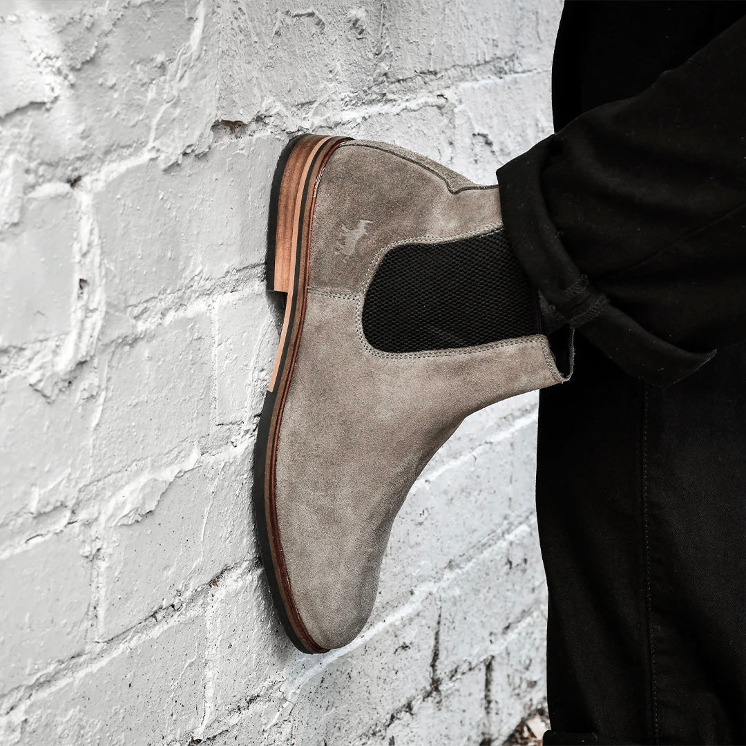 Wild Rhino Richmond Grey Suede Chelsea Ankle Boot Made In Portugal