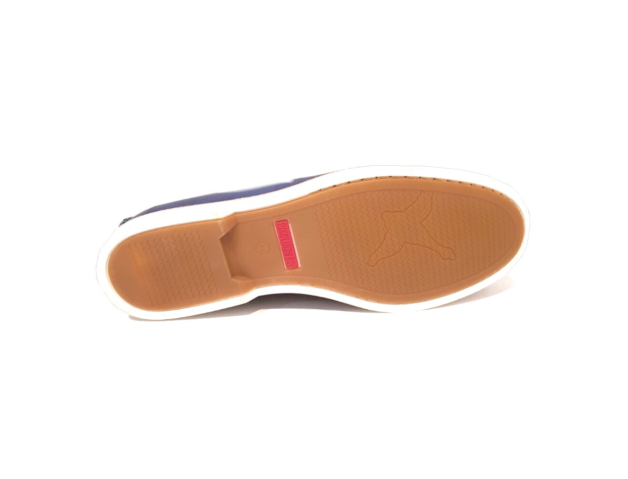 Pikolinos M3D-4074 Nautic Blue Leather 3 Eyelet Boat Shoes Made In Spain