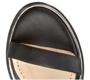 Bruno Premi B1602G Black Nero Foulard Leather Studded Back Zip Sandals