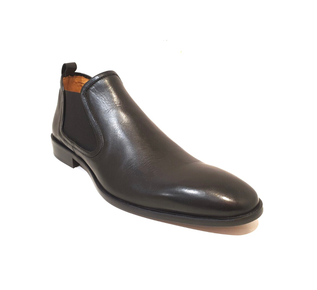 Imaschi Gold 8534 Vitello Nero Black Leather Chelsea Boot Made In Italy