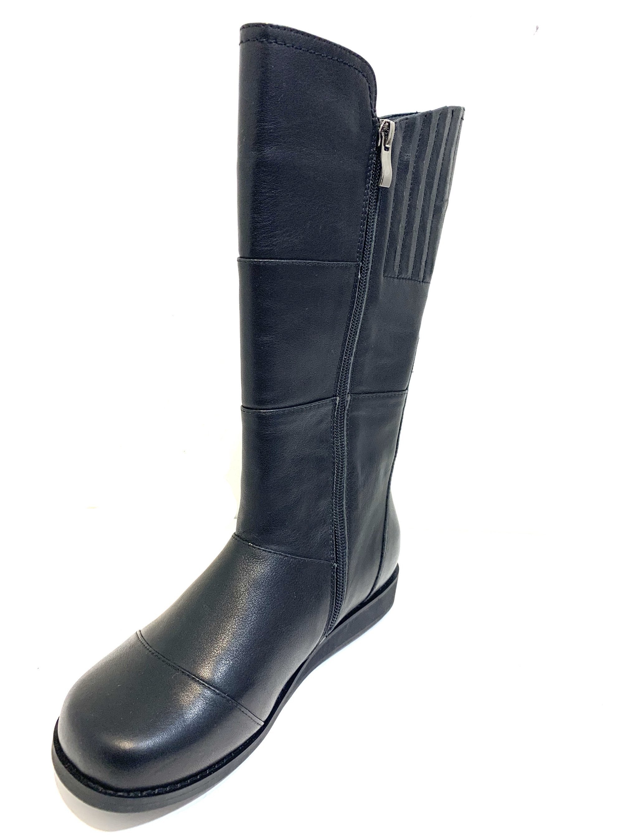 Minki Ladies Boots Mary Black Zip Mid Calf