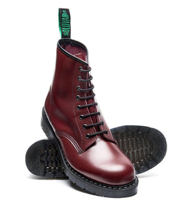 Solovair Oxblood Hi-Shine 8 Eyelet Boot Made In England