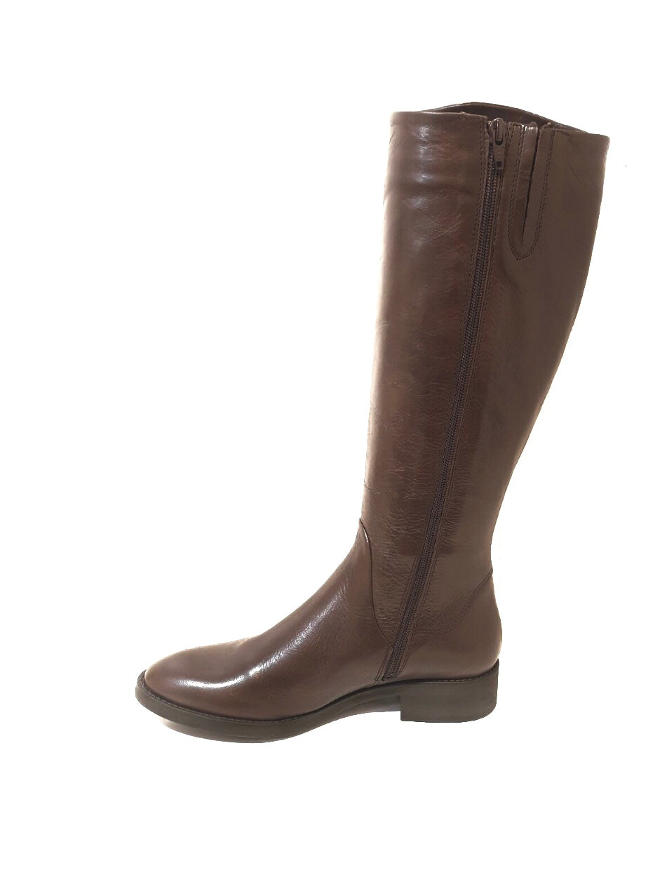 Marco Firenze Peffa T.Moro Macchiato Brown Zip Knee High Boots Made In Italy