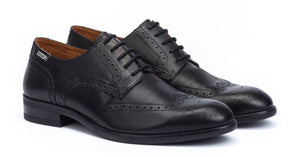 Pikolinos M7J-4186 Black Mens Brogue 4 Eyelet Lace Up Made In Spain