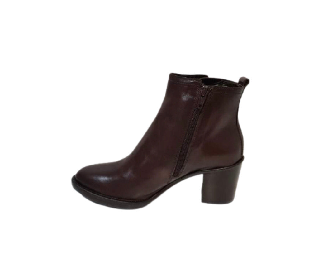 Progetto P130 Toffy T-Moro Brown Zip Ankle Boot Made In Italy