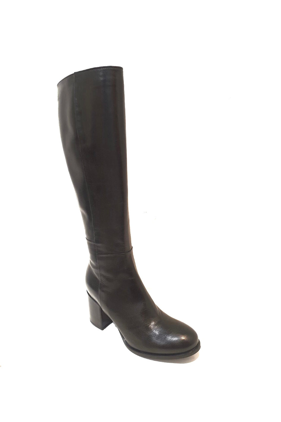 Progetto T250 Black Nero Nappa Knee High Zip Boot Made In Italy