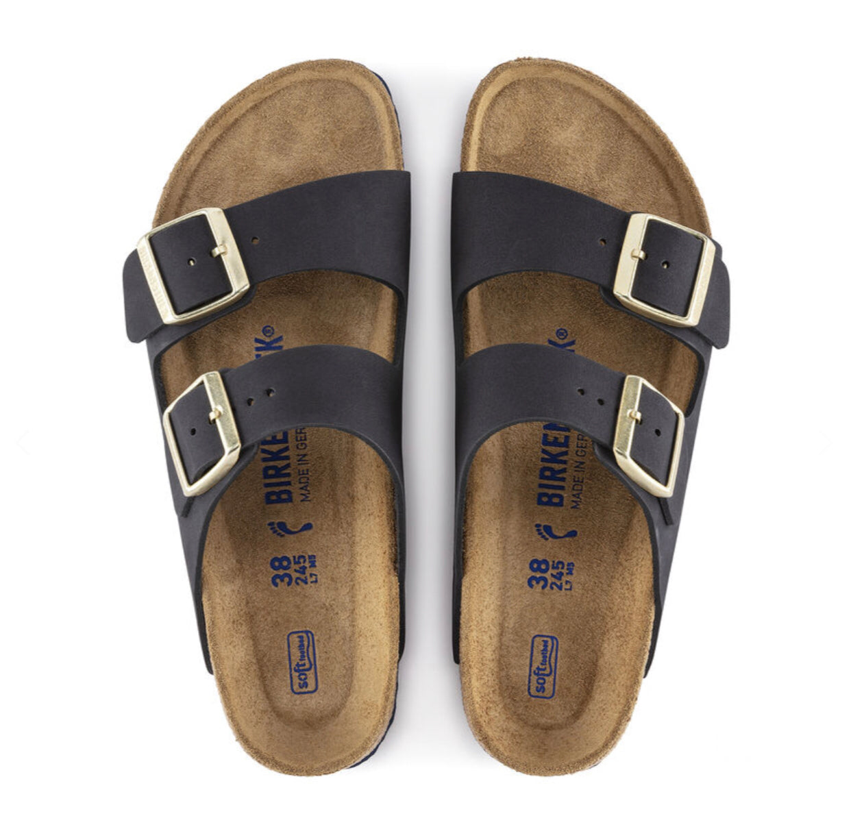 Birkenstock Arizona Midnight Blue Nubuck Leather Soft Footbed Made In Germany