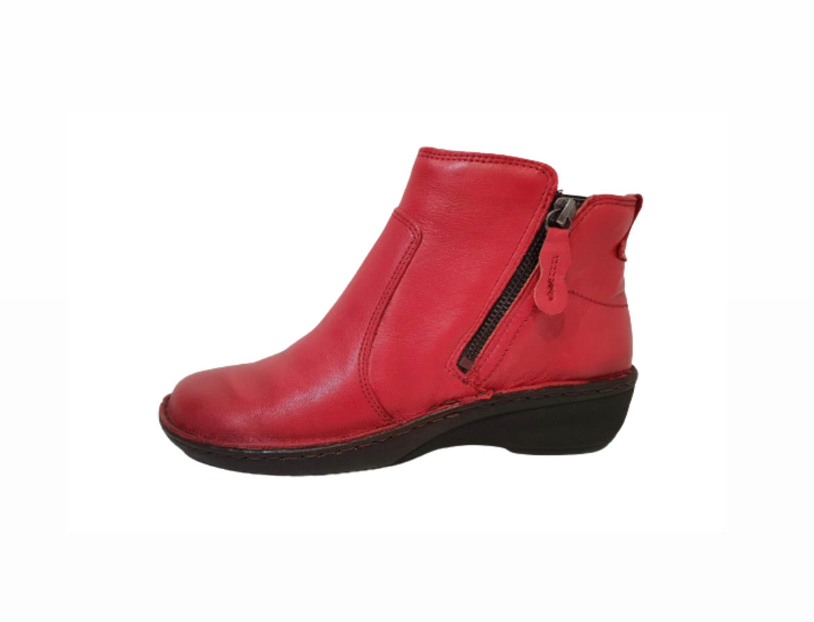 Relax Cardinale Red 291-002 Double Zip Ankle Boot Made In Albania