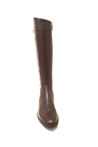 Marco Firenze Peffa T.Moro Macchiato Brown Zip Knee High Boots Made In Italy