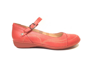 Wanda Panda Aurora Oldy Talco Peach Red Velcro Mary Jane Made In Spain