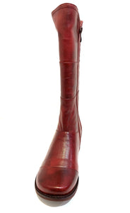 Minki Ladies Boots Mary Wine Red Zip Mid Calf