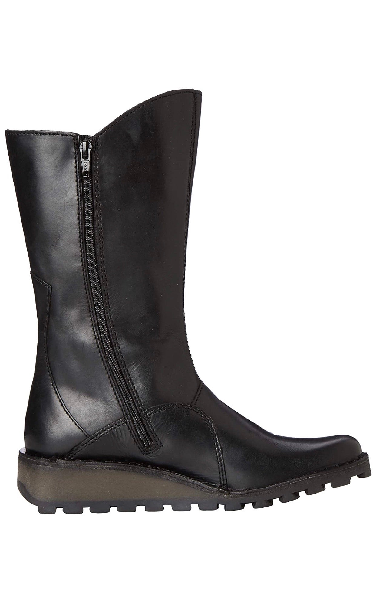 Fly London Mes 2 Black Zip Mid Calf Boots Made In Portugal