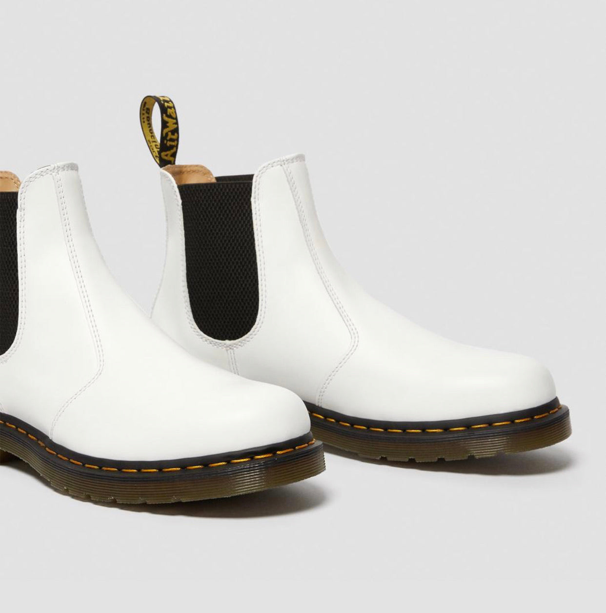 Dr. Martens 2976 White Yellow Stitch Chelsea Elastic Sided Boot