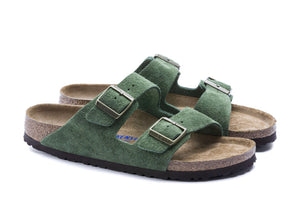 Birkenstock Arizona Green Suede Soft Footbed Made In Germany