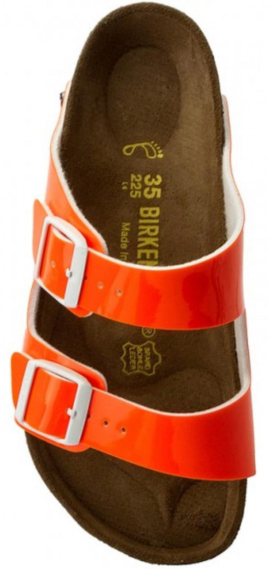 Birkenstock Arizona Patent Neon Orange Made In Germany