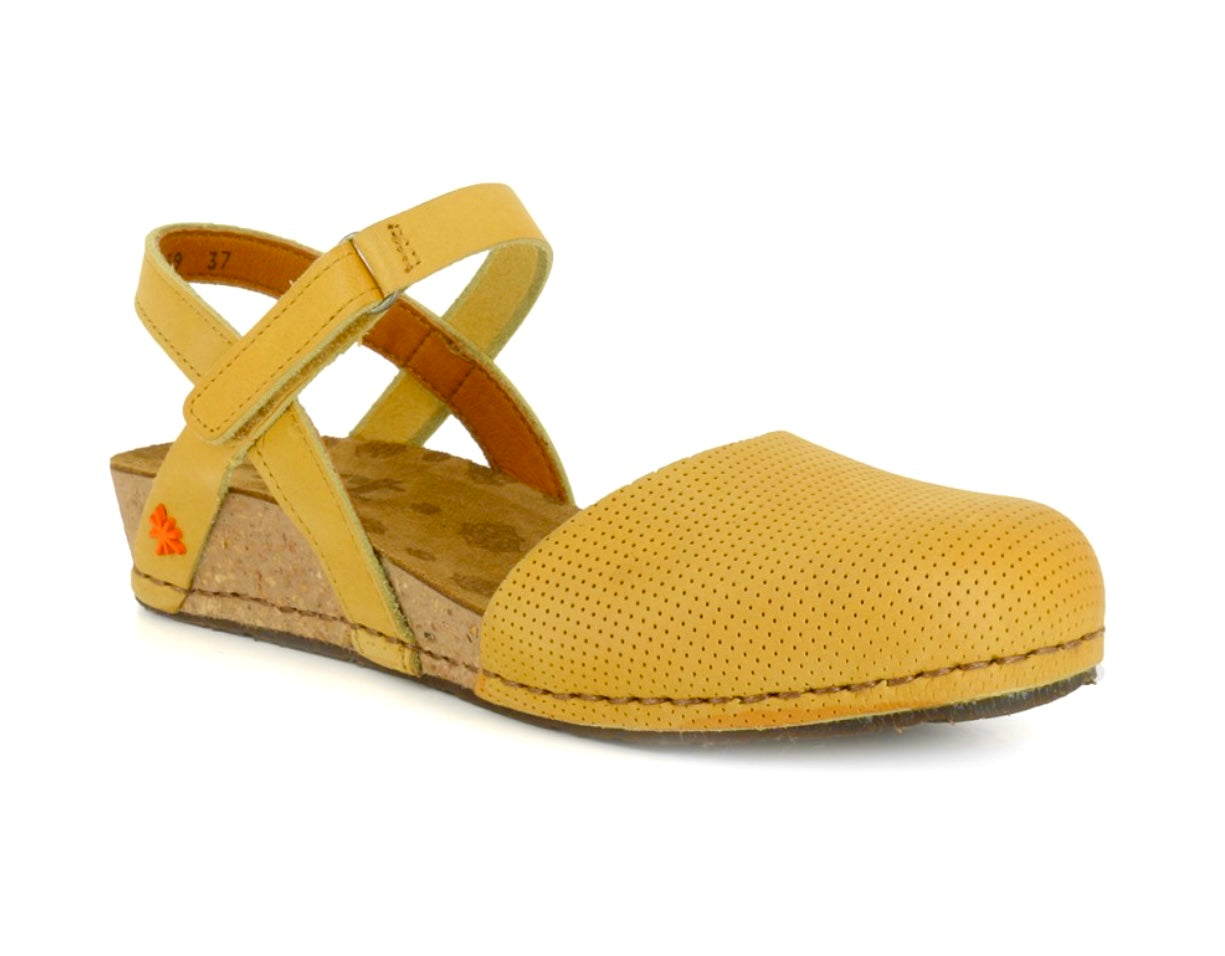 Art 0739 Sun Yellow Perforated Leather Mary Jane Made In Spain