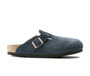 Birkenstock Boston Navy Suede Soft Footbed Made In Germany