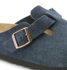 Birkenstock Boston Navy Suede Soft Footbed Made In Germany