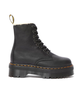 Dr. Martens Jadon Black Pisa Faux Fur Lined Platform Ankle 8 Eyelet Boot