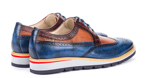 Pikolinos M7L-4227C1 Royal Blue Mens Brogue 4 Eyelet Lace Up Made In Spain