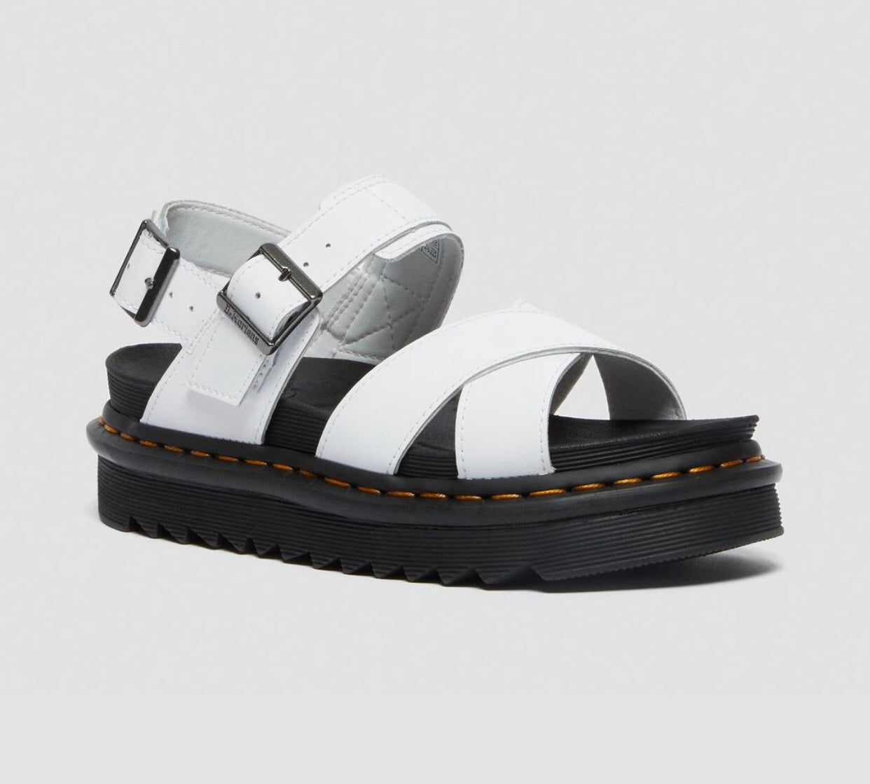 Dr. Martens Voss II White Hydro Leather Cross Strap Sandal