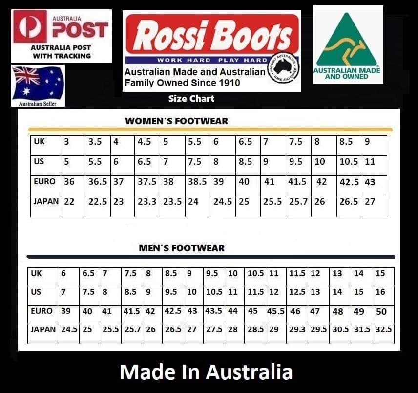 Rossi 776 Black Peak Steel Toe Ankle Zip Work Boot Made In Australia