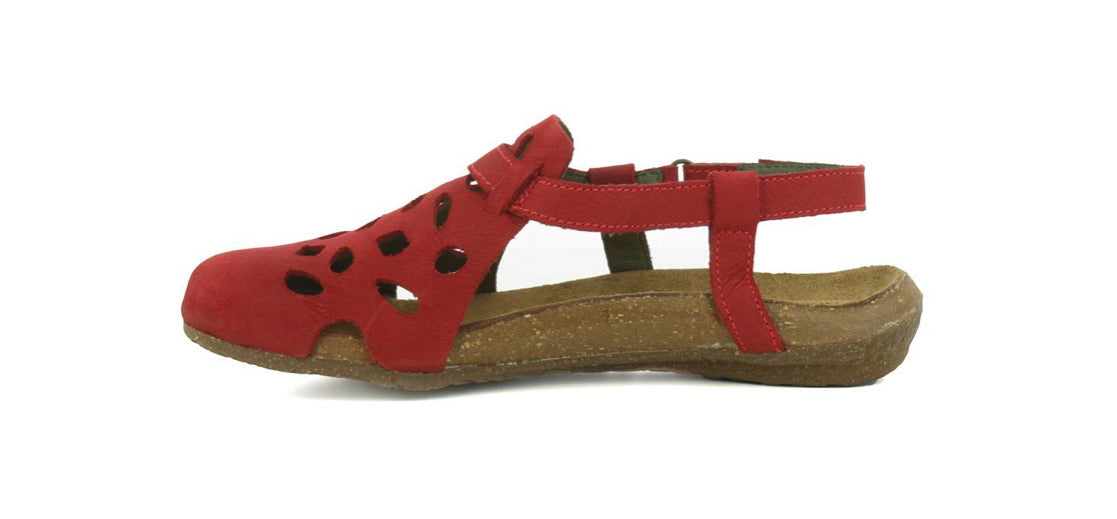 El Naturalista 5063 Tibet Red Flats Sandals Made In Spain