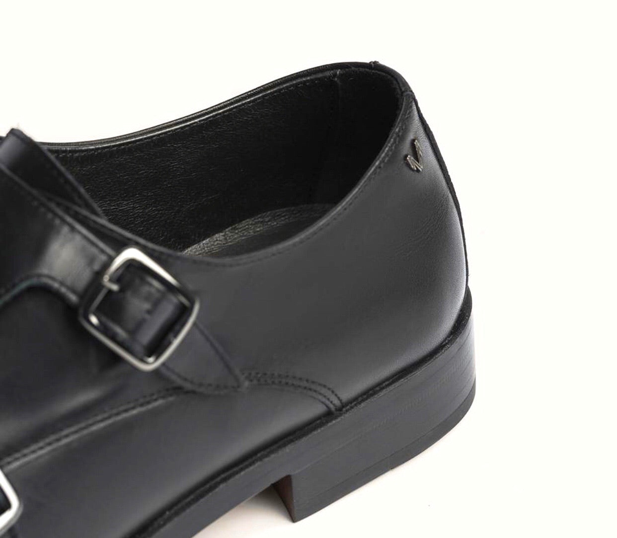 Martinelli 1492-2632PYM Black Empire Leather Monk Shoes Made In Spain
