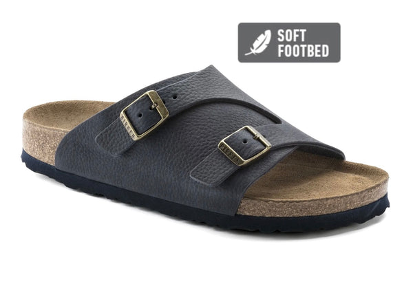 Birkenstock Zurich Steer Indigo Nubuck Leather Soft Footbed Made