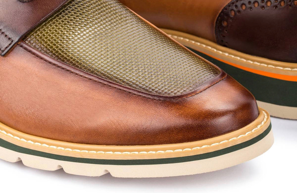Pikolinos M7L-3141C1 Toulouse Brandy Leather Slip On Shoes Made In Spain
