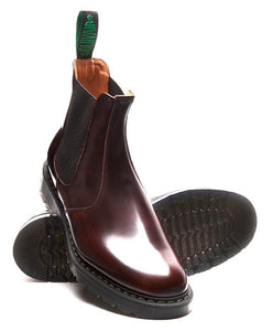 Solovair Burgundy Rub-Off Hi-Shine Dealer Elastic Sided Boot Made In England