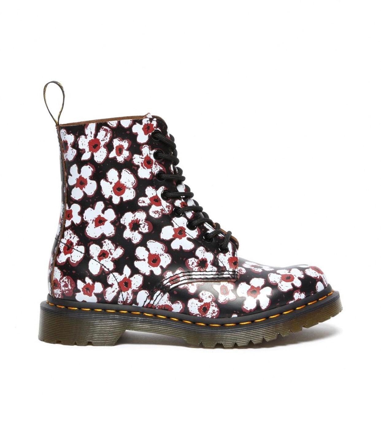 Dr. Martens 1460 Pascal Black Red Pansy Fayre 8 Eyelet Boot