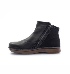 Naot Spello Black Madras Leather Double Zip Ankle Boot Made In Israel