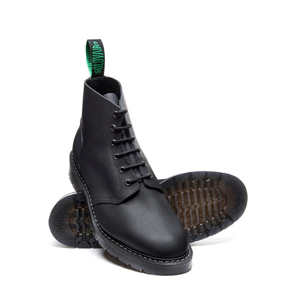 Solovair Black Greasy Astronaut Eyelet Boot Made In England