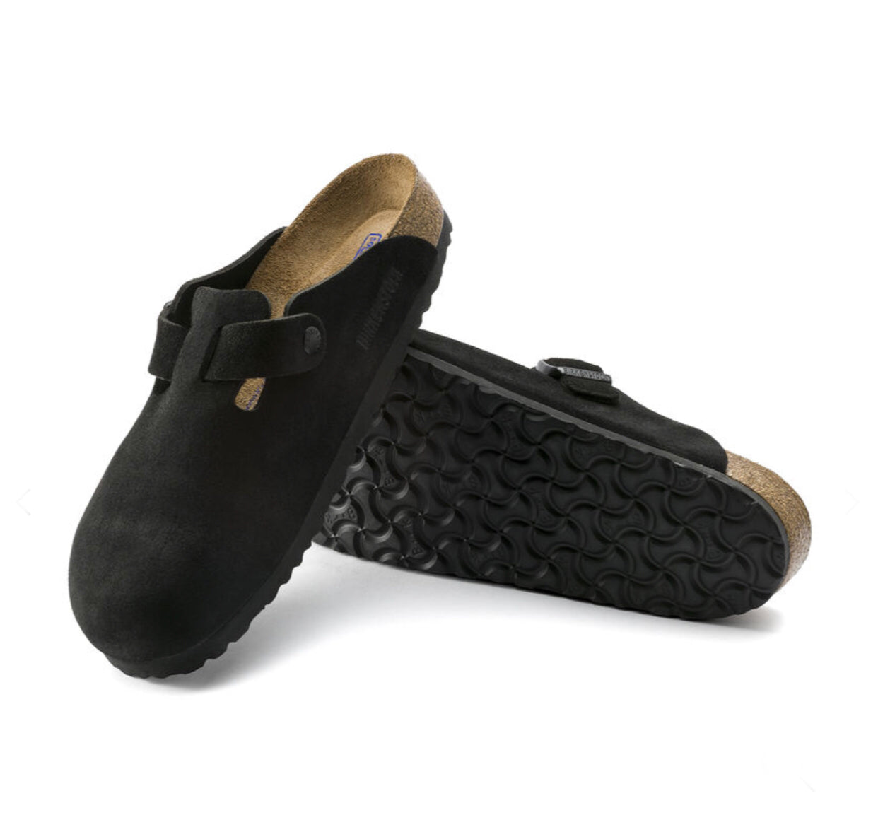 Birkenstock Boston Black Suede Soft Footbed Made In Germany