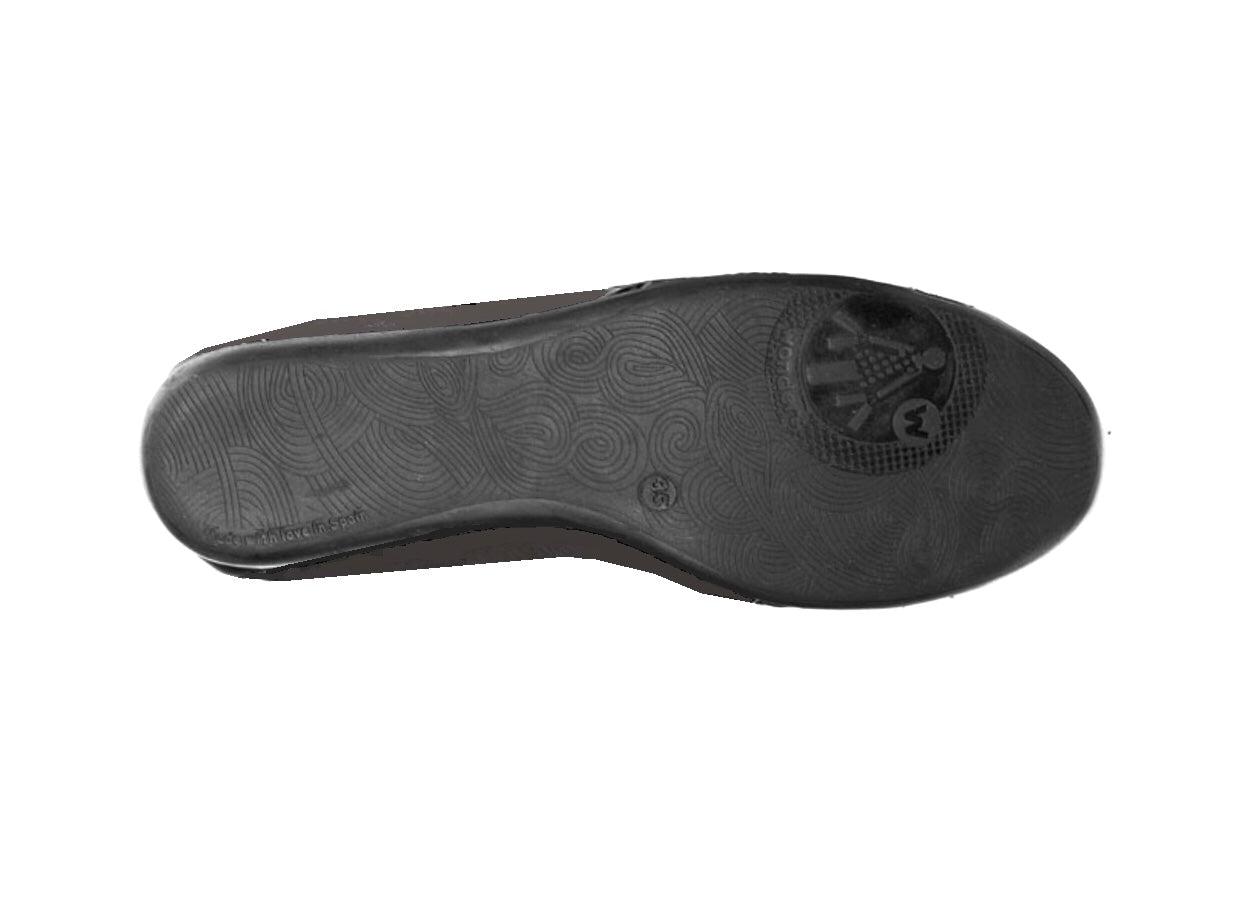 Wonders A-6120 Black Negro Velvet Leather Flats Made In Spain