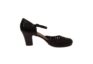 Progetto U042 Black Perforated Leather Court Shoe Made In Italy