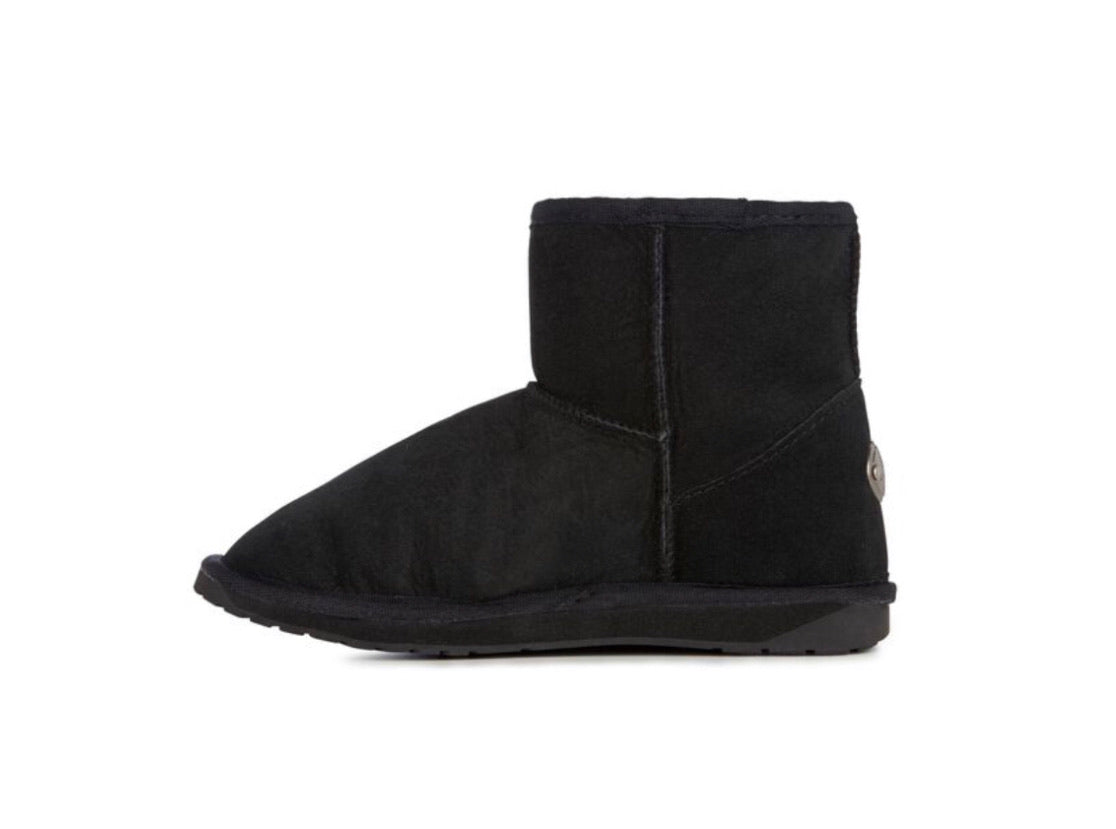 Emu Australia Black Platinum Stinger Mini Ankle Sheepskin Made In Australia